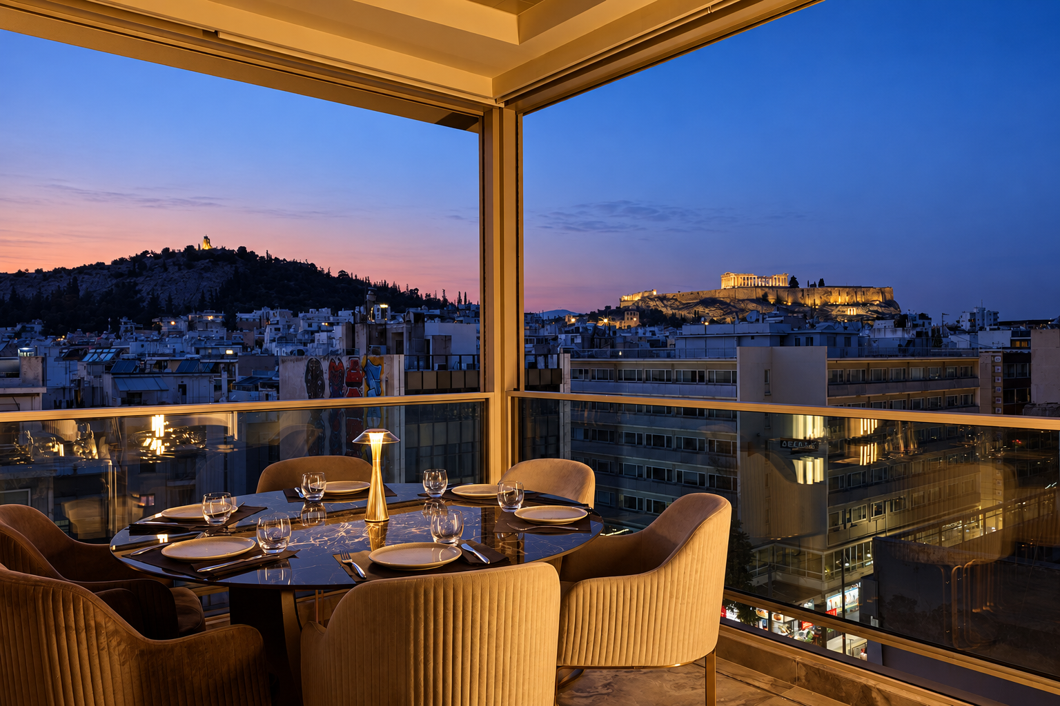 Heritage Hill rooftop overlooking the Acropolis